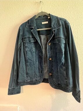 Coldwater Creek Dark Blue Denim Jacket with Button Front Sz 14
